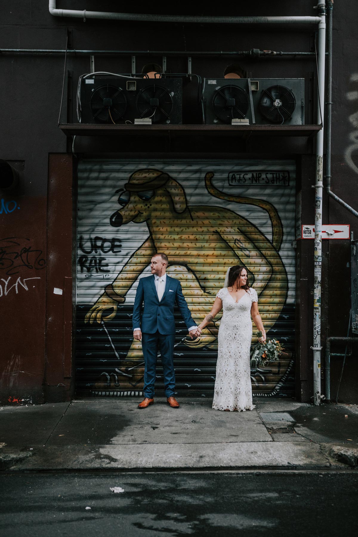 Chancery Chambers Wedding Auckland Cross Street urban graffiti wedding photo ideas Sarah Weber Photography