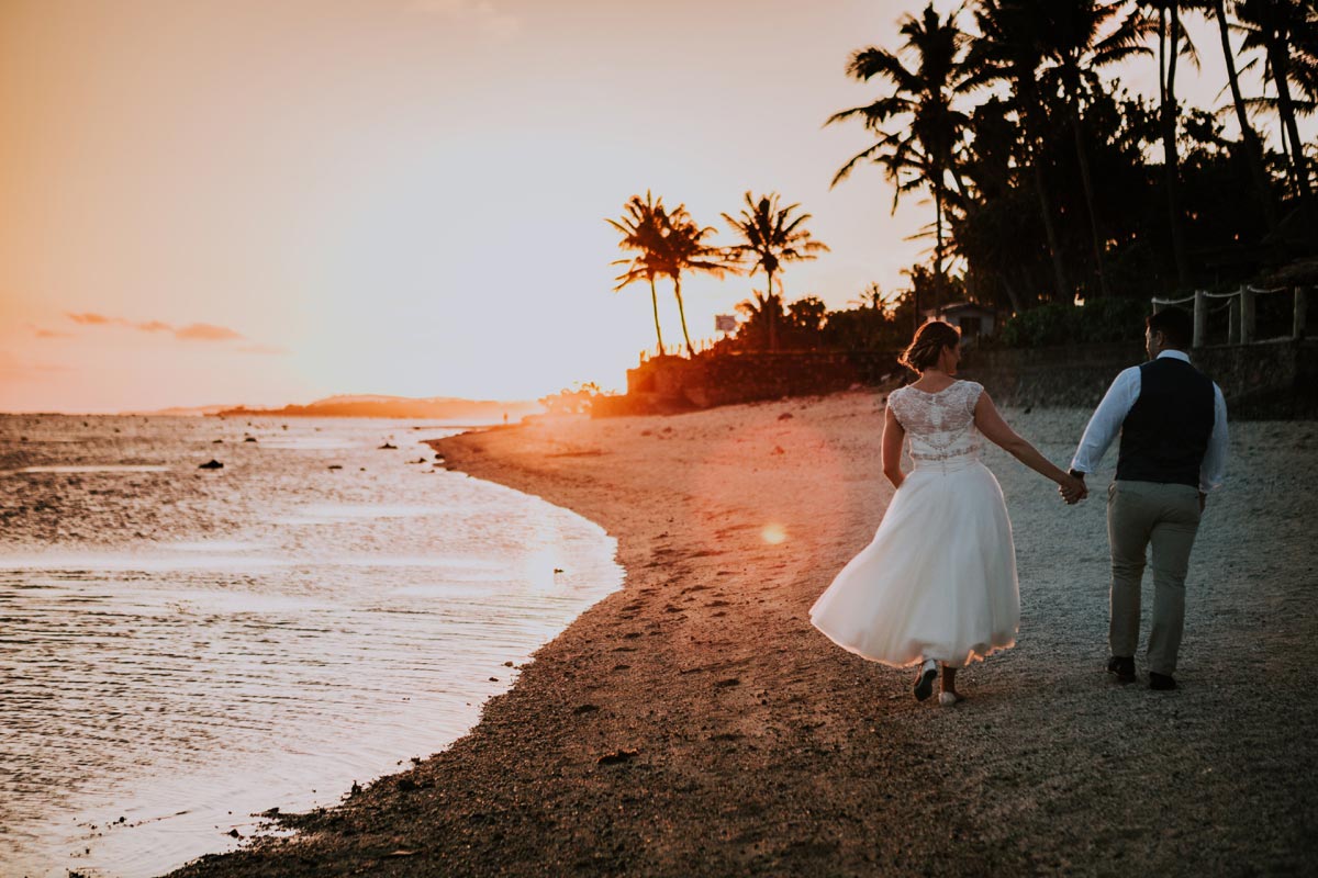 Outrigger Fiji Beach Resort weddings photos golden light sunset beach
