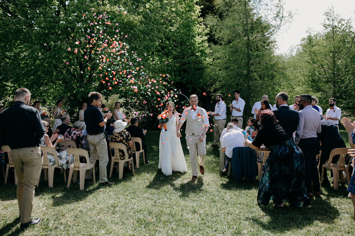 Coatesville settlers hall auckland wedding ceremony recessional by sarah weber photography