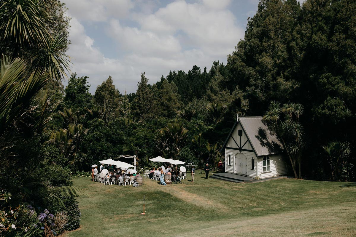 garden wedding ceremony bridgewater country estate venue in Kaukapakapa, Auckland photo by sarah weber photography