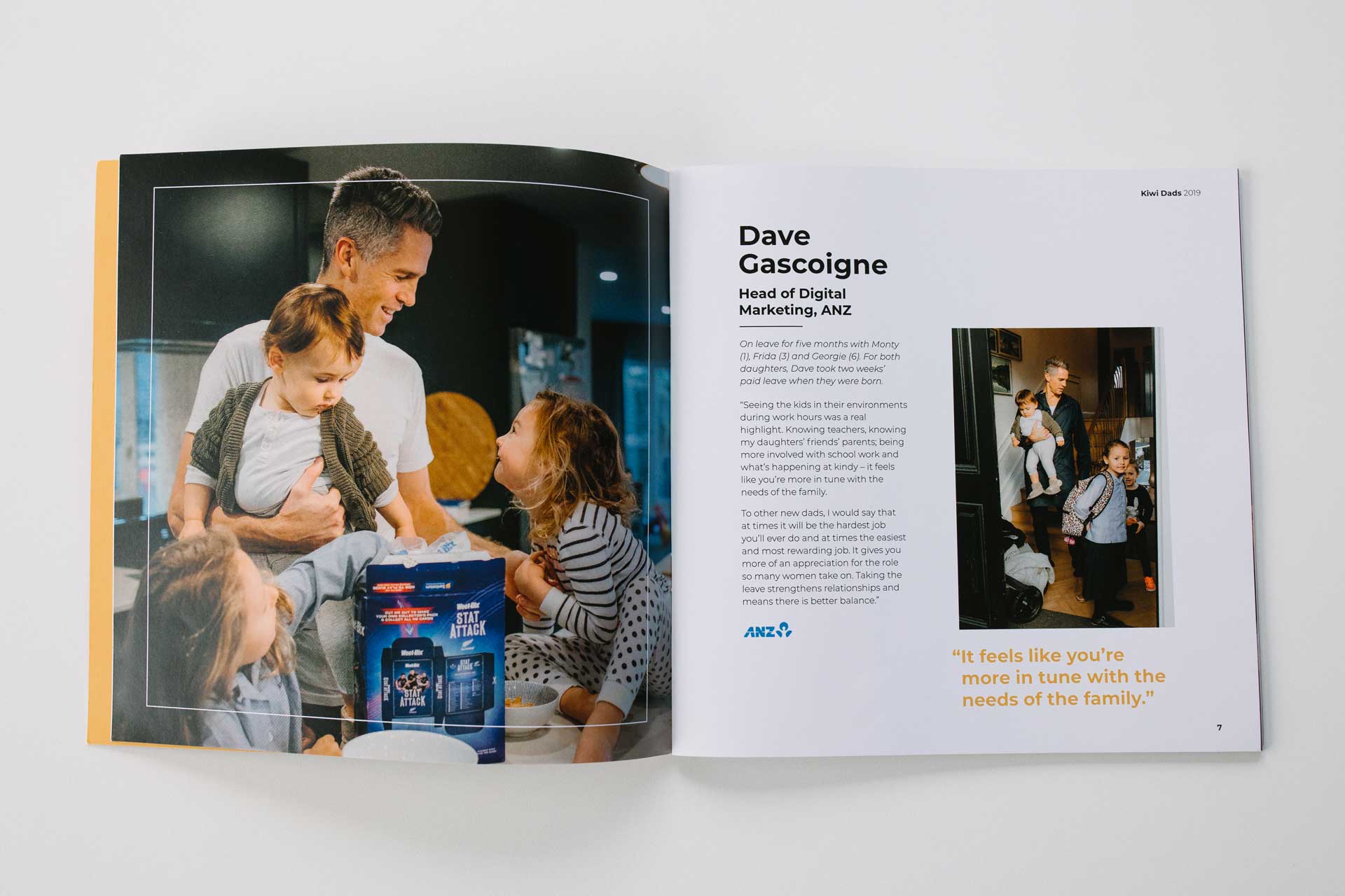 kiwi dads booklet photo of dave gascoigne of anz bank getting breakfast for children photos by sarah weber photography