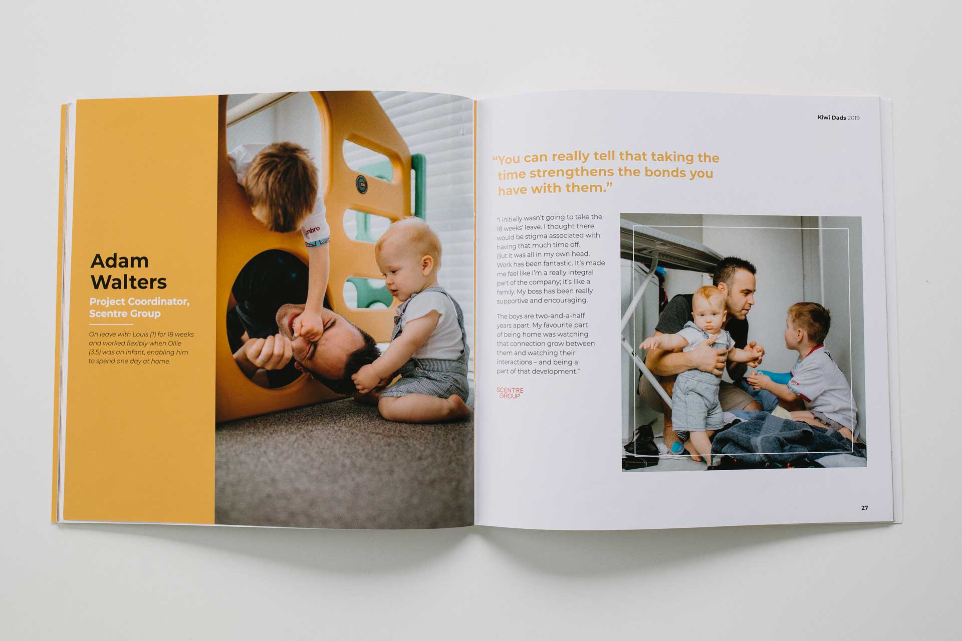 kiwi dads booklet photo of adam walters of scentre group playing with children photos by sarah weber photography