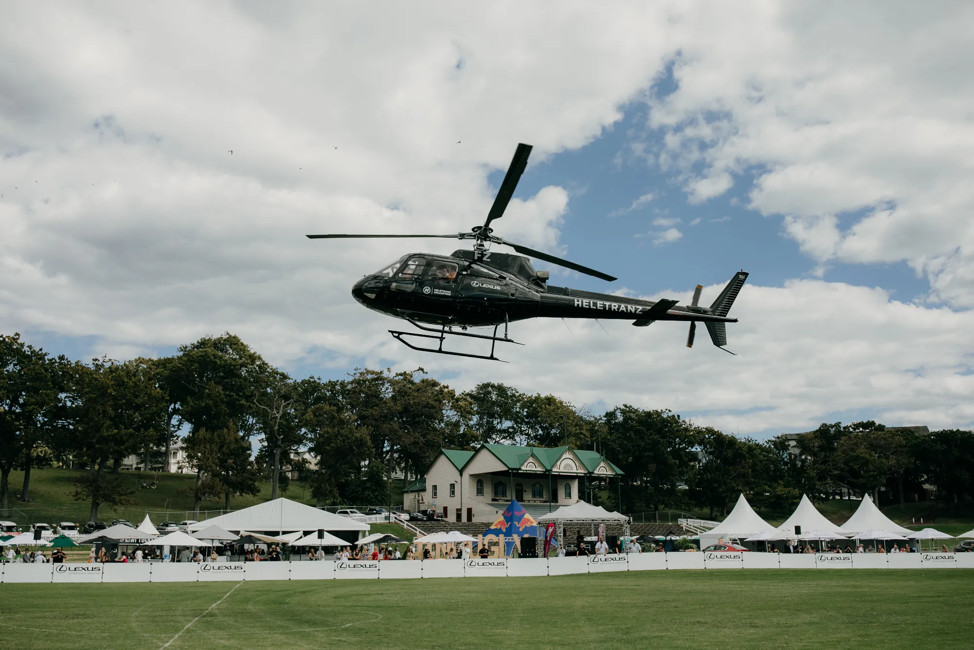 Helicopter landing at Lexus Urban Polo, photo by Sarah Weber Photography