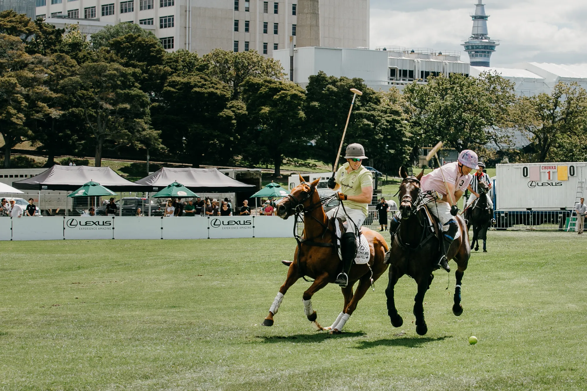 Polo players and horses at Lexus Urban Polo, photo by Sarah Weber Photography