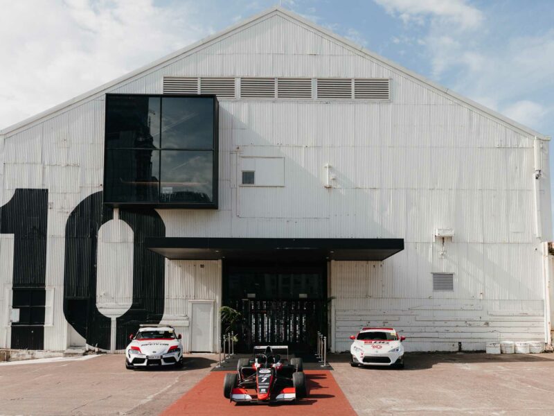 Toyota Gazoo Racing cars outside Shed 10 in Auckland. Photos by Sarah Weber Photography
