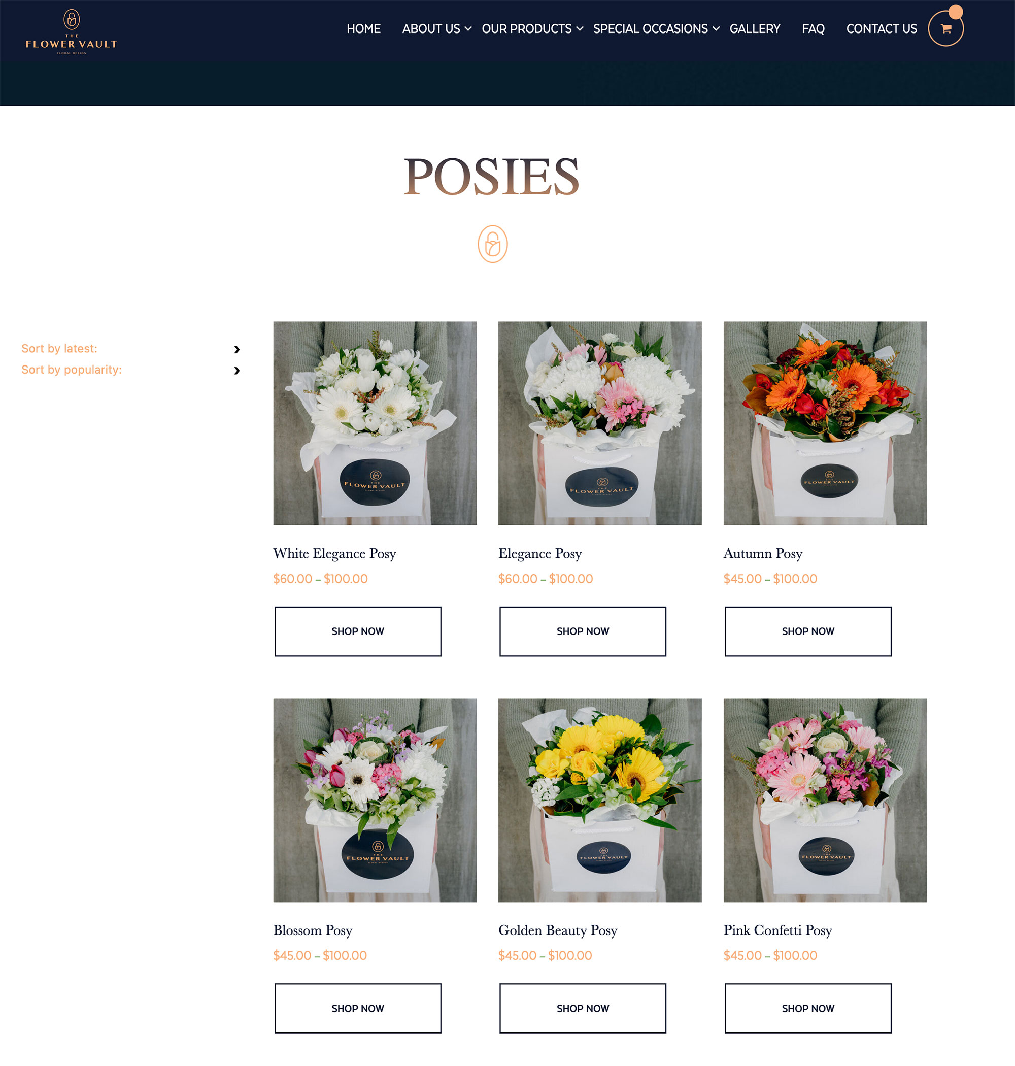 6 images of posies in boxes by Auckland florist The Flower Vault website for online shopping commercial photos by Sarah Weber Photography in Hobsonville